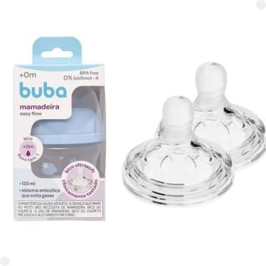 Imagem de Kit Mamadeira Azul 120ml C/ Bico De Mamadeira Fluxo 2 - Buba