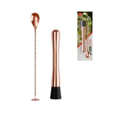 Imagem de Socador Macerador Caipirinha Amassador Drinks c/ Colher Inox - Clink, 