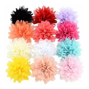 Imagem de 10un. Flor Em Chiffon Para Cabelo Com Prendedor Tipo Jacaré - Neoimp