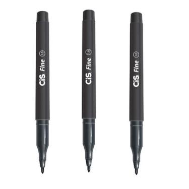 Imagem de Caneta Hidrográfica Ponta Porosa Cis 1.0 Fine Preto kit C/3