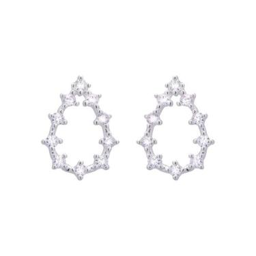 Imagem de Brinco Gota Vazada com Pedras Banhado a Prata 925 - Papillon Semi Jóia