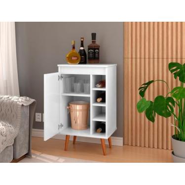 Imagem de Aparador Bar Adega com 1 porta e prateleira interna pés retrô Madri - 