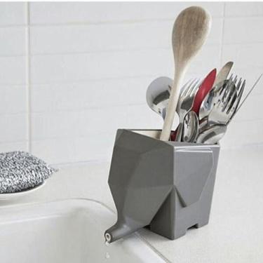 Imagem de Escorredor e Porta Talheres e Multiuso Elefante - Cinza - Coisaria