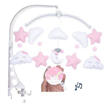 Imagem de Mobile Musical e Giratório Enfeite de Berço  Carrinho Menina Chuva Ben
