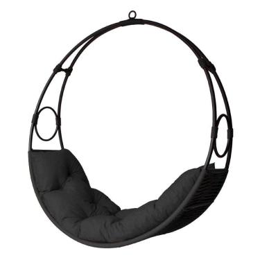Imagem de Cadeira De Balanço Lua Suspenso Em Corda Náutica Preto/preto
