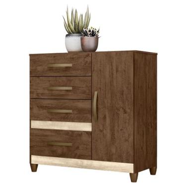 Imagem de Cômoda Sapateira Vênus 97cm 1 Porta com Pés Castanho Wood Avelã Flex M