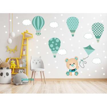 Imagem de Adessivo De Parede Urso Balões Grandes Pipa Bebê Meninos - senhorita d