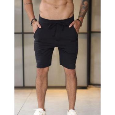 Imagem de Bermuda Masculina Moletinho Premium Slim  - M.artt, Preto, M