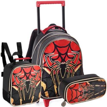 Imagem de Mochila Escolar Masculino Infantil de Rodinhas KIT com Lancheira e Est
