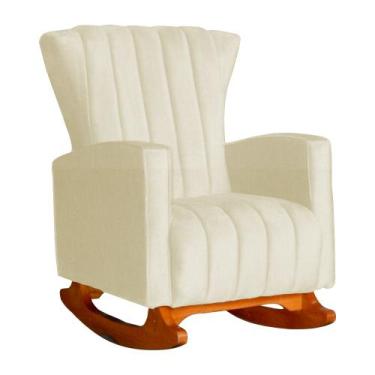 Imagem de Poltrona Decorativa Melinda Balanço Vovo Suede Marfim - FM - Fina Mobí