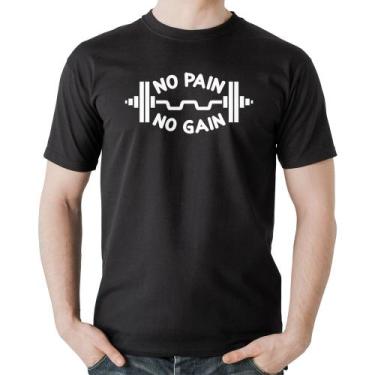 Imagem de Camiseta Algodão No Pain No Gain - Foca na Moda, Preto, M