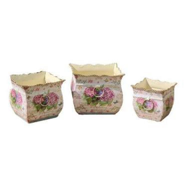 Imagem de Kit 3 Vasos Cachepot Metal Galvanizado Floreira 16x18 - Vacheron, Meta