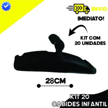 Imagem de Kit 20 Cabides Infantil Organizador de Roupas - CORES PRETO AZUL ROSA 
