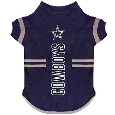Imagem de Pets First Camiseta NFL Dallas Cowboys Dog, camiseta de futebol para cães e gatos – Camiseta esportiva durável – 3 tamanhos, roupa de PET da NFL, camiseta refletiva na cor do time, camiseta legal de