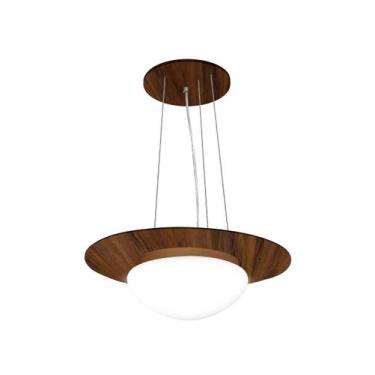 Imagem de Pendente de Madeira Saturno Vidro Oval 40 cm Imbuia/Ouro Velho - Madel
