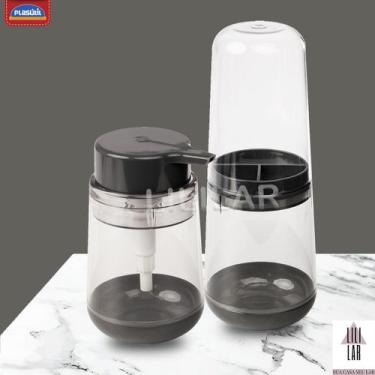 Imagem de Porta Sabonete Líquido e Porta Escova Creme Dental Kit 2 peças Banheir