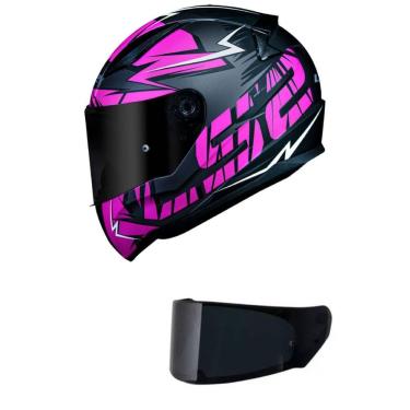 Imagem de Capacete LS2 FF353 Rapid Cromo Preto e Rosa Mais Viseira Fumê
