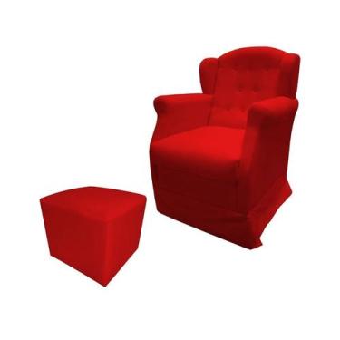 Imagem de Poltrona Cadeira De Amamentação Com Balanço Manu Suede Vermelho Ms Dec