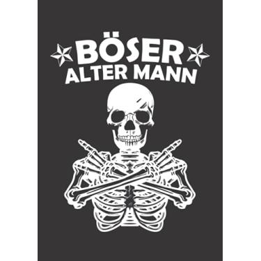 Imagem de Notizbuch A4 kariert mit Softcover Design: Rocker Spruch Böser alter Mann Biker Skelett Totenkopf: 120 karierte DIN A4 Seiten