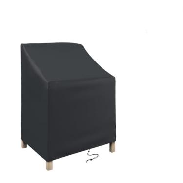 Imagem de STARTWO Capas empilháveis para cadeiras de pátio, à prova d'água, capas de móveis de gramado resistentes, adequadas para 4 a 6 cadeiras de jantar empilháveis, 66 cm C x 66 cm L x 114 cm A, preta