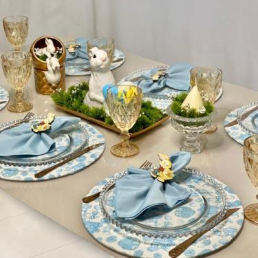 Imagem de Kit 6 Capas de Sousplat Páscoa Colorido Com 6 Guardanapos E 6 Pgs Decorativos (COELHINHO AZUL - GUARDANAPOS AZUL BEBE - PG COELHO TRADICIONAL)