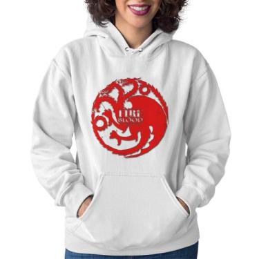Imagem de Moletom Feminino Fire and Blood Targaryen - Foca na Moda, Branco, P