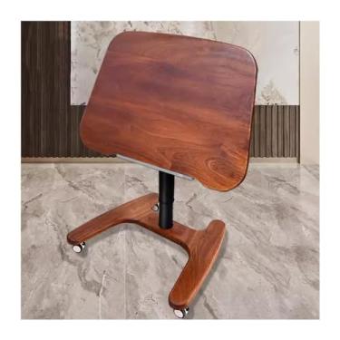 Imagem de LICONG-2020 Mesa de computador móvel em pé de madeira maciça, mesa de computador, dobrável, sofá, cabeceira, escritório, mesa de estudo, mesa de computador móvel sobre rodas