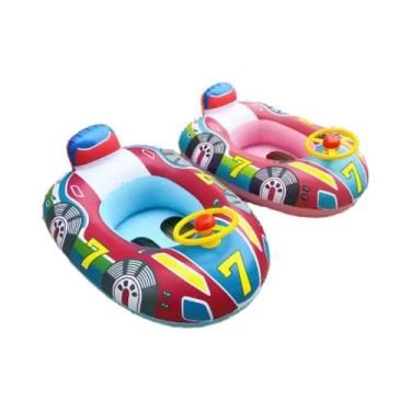 Imagem de Boia Inflável 3D Carrinho Corrida Volante Com Assento e Apoio Resisten
