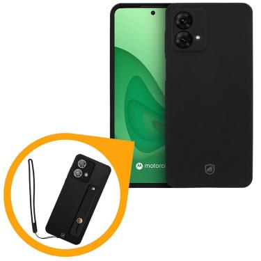 Imagem de Kit Capa Silicon Veloz para Motorola Moto G84 5G + Ring Socket + Cordão - Preto - Gshield