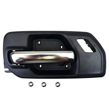 Imagem de PT Auto Warehouse GM-2552RA-FL - Maçaneta interna interna interna da porta, caixa preta com alavanca de acabamento cromado acetinado - Frente esquerda (lado do motorista) (substitui 84522627)