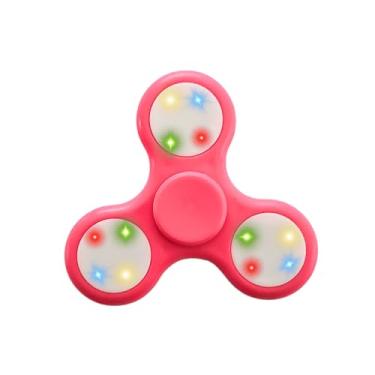Imagem de Pop It Hand Spinner com LED Giratório - Brinquedo Antiestresse Iluminado Cor Rosa - Diversão e Relaxamento para Todas as Idades
