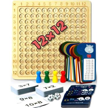 Imagem de Jogo de tabuleiro de multiplicação Chimpish 12x12 Wooden Montessori
