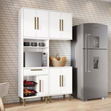 Imagem de Cozinha Completa 3 Peças 7 Portas 1 Gaveta com Fruteira Lorena Branco