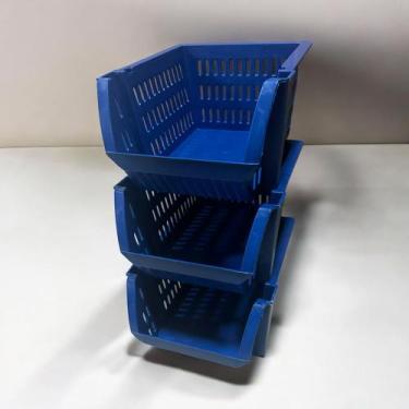Imagem de Cesto Organizador Empilhável Kit 10 Unidades Compacto Resistente e Ide