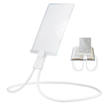 Imagem de Lupa de Pescoço Aumento 5x Haste Flexivel  Leitura Idoso Apoio Mesa Visualizaçao Ampla Trabalho Tarefas Resistente Multiuso