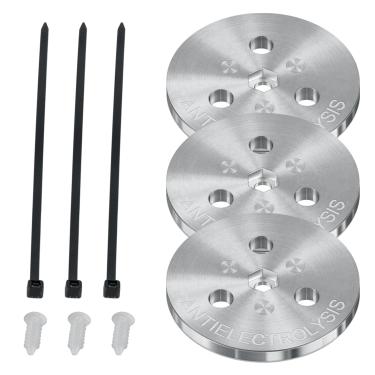 Imagem de Pacote com 3 pesos antieletrólise 104-A para piscina com sistema de sal, cesta de escumadeira de piscina, peso de ânodo de zinco, ânodo sacrificial anti-eletrólise para proteção catódica passiva