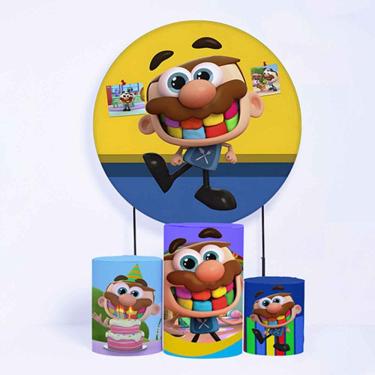 Imagem de Kit Painel de Festa Redondo de 1,50m e Trio de Cilindros José Comilão - Fera Print