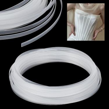 Imagem de AHANDMAKER Espartilho de 8 mm x 1,5 mm x 20 jardas para costura, tira de espartilho, ferramenta de desossar sutiã para arames de sutiã, faça você mesmo, vestido de casamento Corselet Bustle