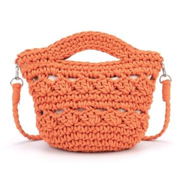 Imagem de Ayliss Bolsa transversal de palha para mulheres, bolsa de praia de palha, alça superior, bolsa clutch para verão e praia, Laranja, One Size