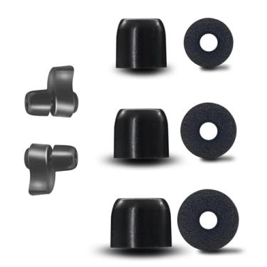 Imagem de Klowcok Auriculares de substituição de espuma viscoelástica para tampões de ouvido Decibullz, redução de ruído, ajuste confortável (3 pares, preto) (cores sortidas P/M/G)