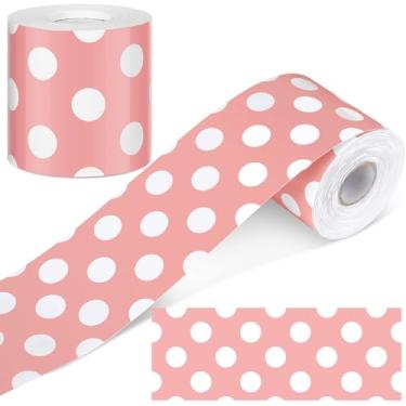 Imagem de Resurhang Bordas de quadro de avisos de bolinhas de 1,8 m decoração de borda de sala de aula decorativa para quadro negro enrolado reto para decoração escolar (rosa claro)