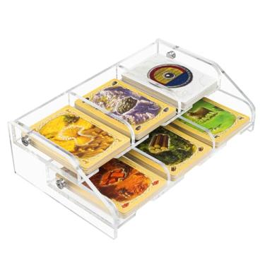 Imagem de Aizesuro Organizador de bandeja de cartão de acrílico com 2 prateleiras, suporte de cartão de recursos compatível com jogo de tabuleiro Catan Settlers