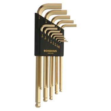 Imagem de Bondhus 37937 Conjunto de 13 chaves em L Balldriver com acabamento GoldGuard, comprimento longo, tamanhos 0,50-3/20.3 cm