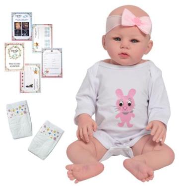 Imagem de Boneca Reborn Bebe Realista 48cm Pode Dar Banho Itens - Cegonha Reborn
