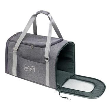 Imagem de Bolsa de Transporte de Luxo 46x30x27 Cinza Pet Cães Gatos Perigot