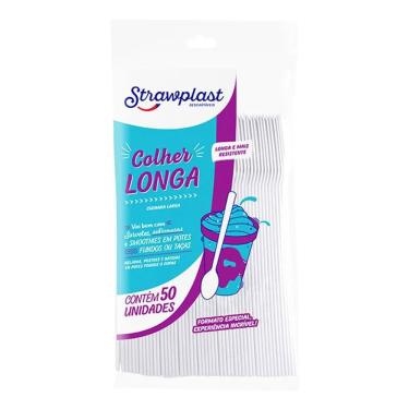 Imagem de Colher Longa Branca c/50 - Strawplast