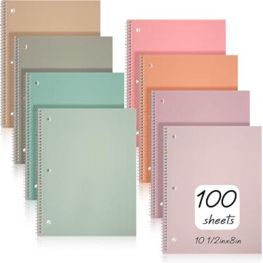 Imagem de Teling Caderno espiral de 1 matéria para trabalho, faculdade, pautado, 20 x 26 cm, caderno de diário espiral com 3 furos divisórios, linha fácil de rasgar, 100 folhas, material de estudo de escritório