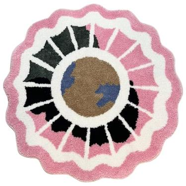 Imagem de LAKEA Tapete tufado redondo com mapa do mundo geográfico, macio, grosso, educacional, antiderrapante, durável, fácil de limpar, adequado para crianças, decoração global (35,4 x 35,10 cm)