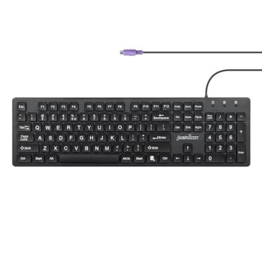Imagem de Perixx PERIBOARD-117P Teclado com fio PS2 tamanho completo - letras grandes - preto - inglês dos EUA
