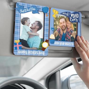 Imagem de Geelin Porta-retratos para papai Feliz Dia dos Pais, viseira de carro, moldura de madeira, porta-fotos, presente de filha, filho, para pai, avô, tamanho carteira
